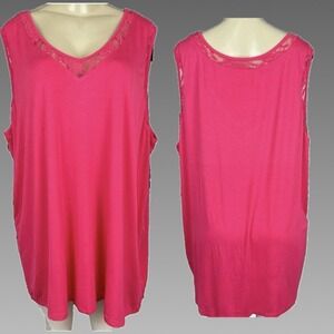 Torrid 6X Super Soft Pink Raspberry Lace Inset Trim V-Neckline Tank Top Stretch